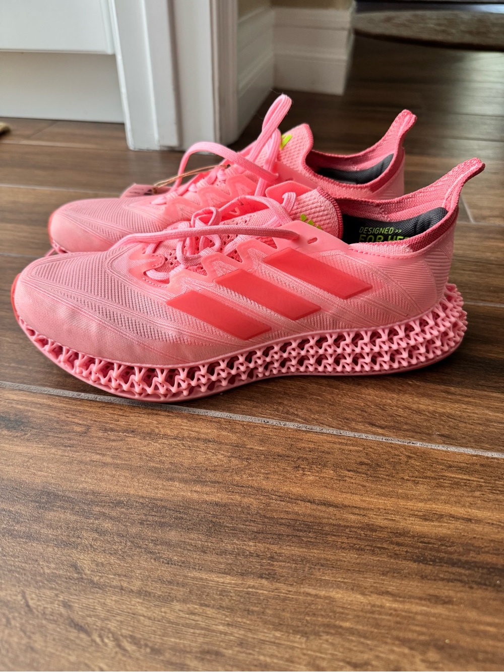 adidas Coral Pink 3-Stripes 3D-Print Runner Sneakers